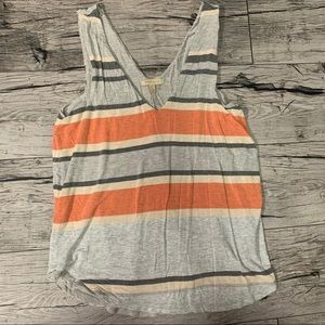 Anthropologie Orange and Gray Stripe Tank Top